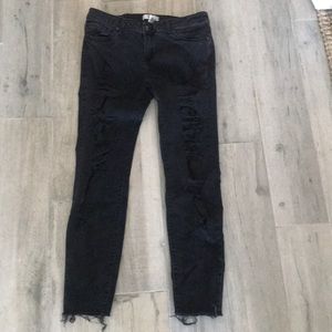 Black distressed denim jeans